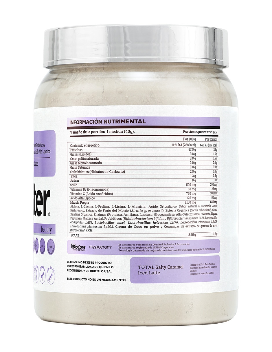 Total Beauty con proteína vegetal sabor caramelo