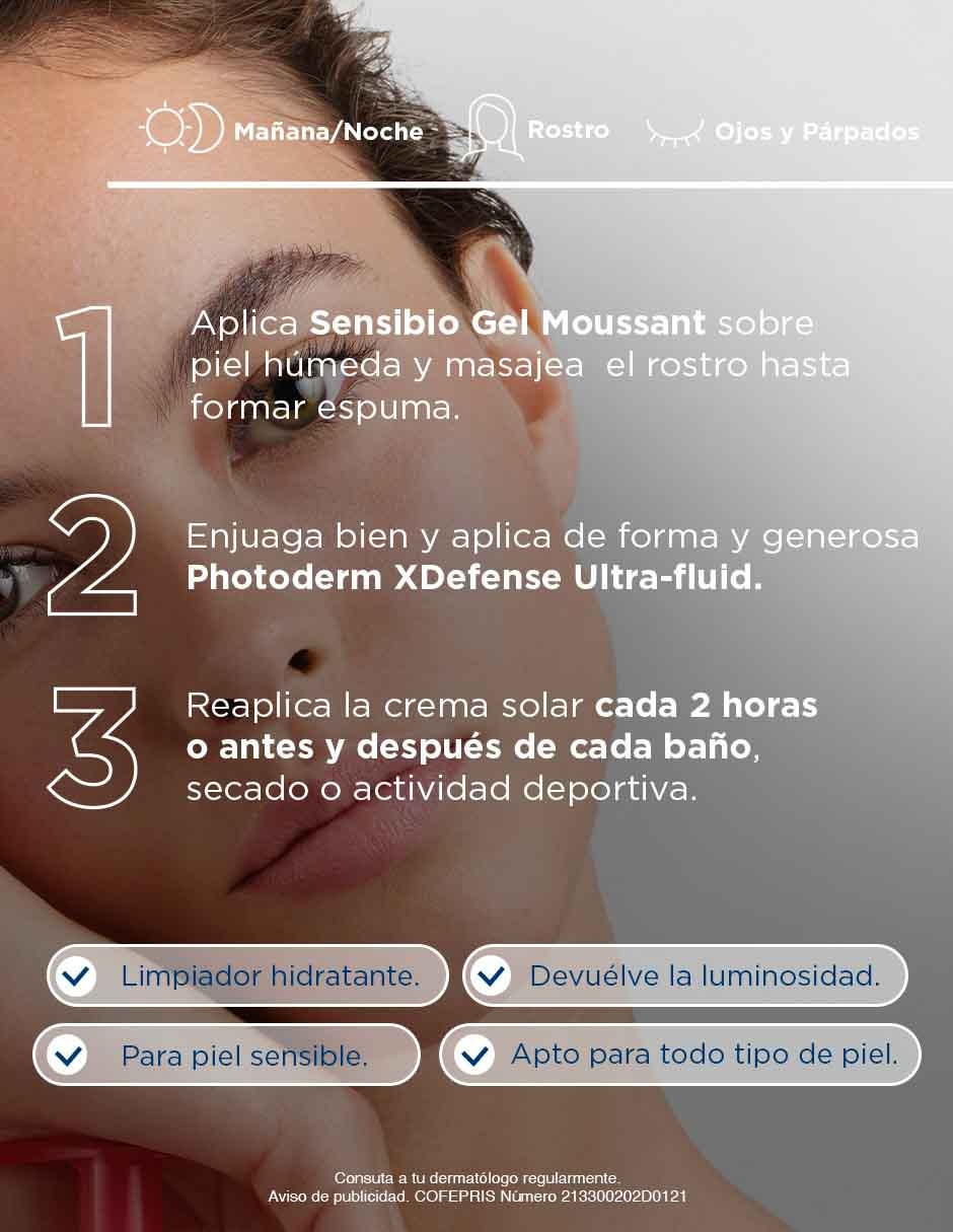 Kit de bloqueador solar fps 50+ bioderma photoderm xdefense neutro + sensibio gel moussant: protección solar para todo tipo de piel bioderma xdefense