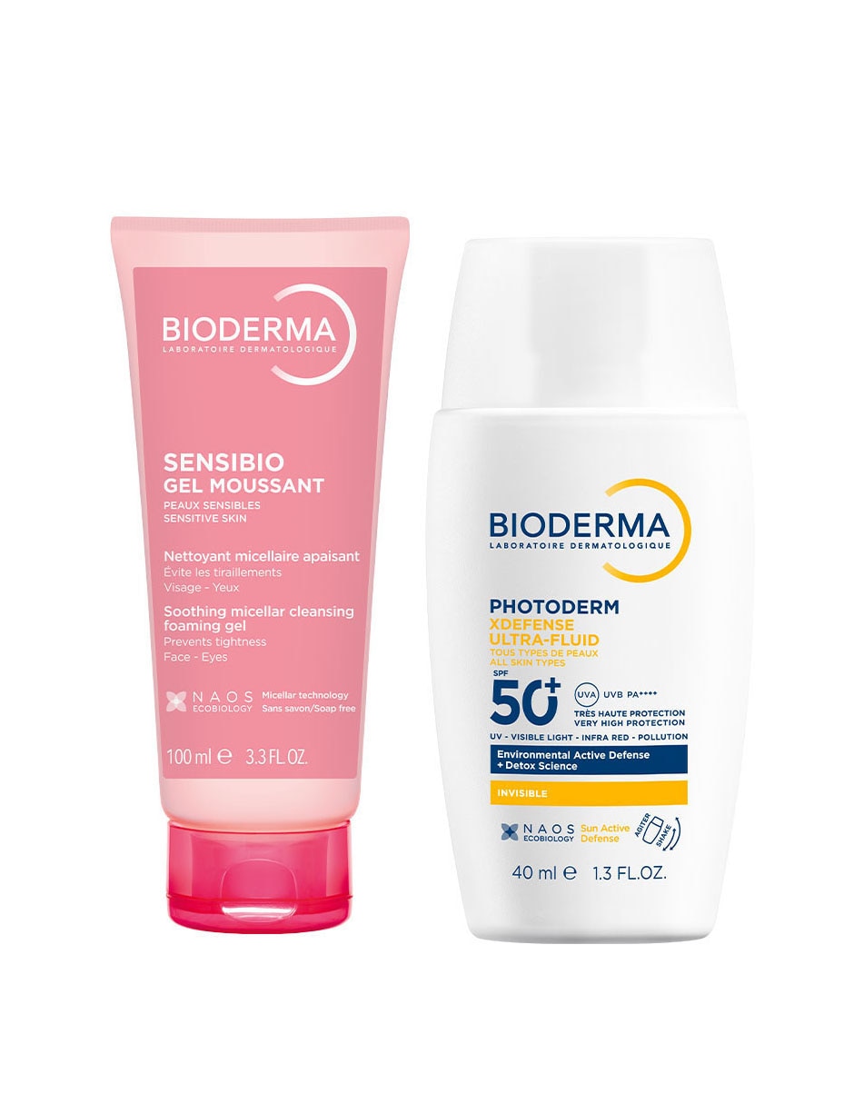 Kit de bloqueador solar fps 50+ photoderm xdefense neutro + sensibio gel moussant: protección solar para todo tipo de piel bioderma xdefense