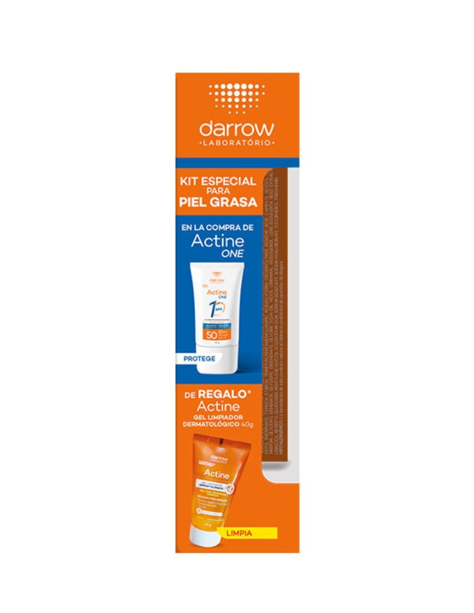 Tratamiento para facial kit protector solar actine one 40g + actine gel 40g dermatológico darrow 2