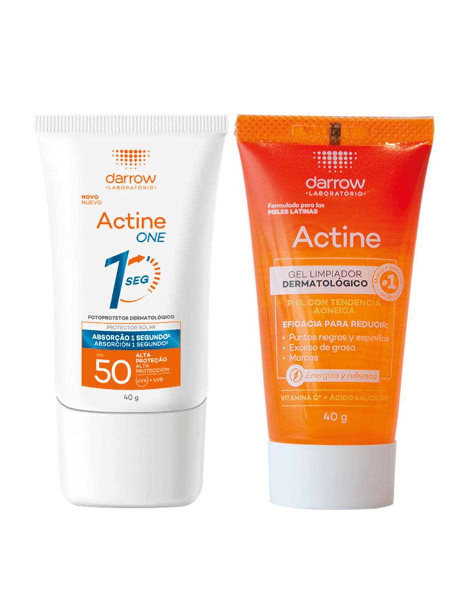 Tratamiento para facial kit protector solar actine one 40g + actine gel 40g dermatológico darrow
