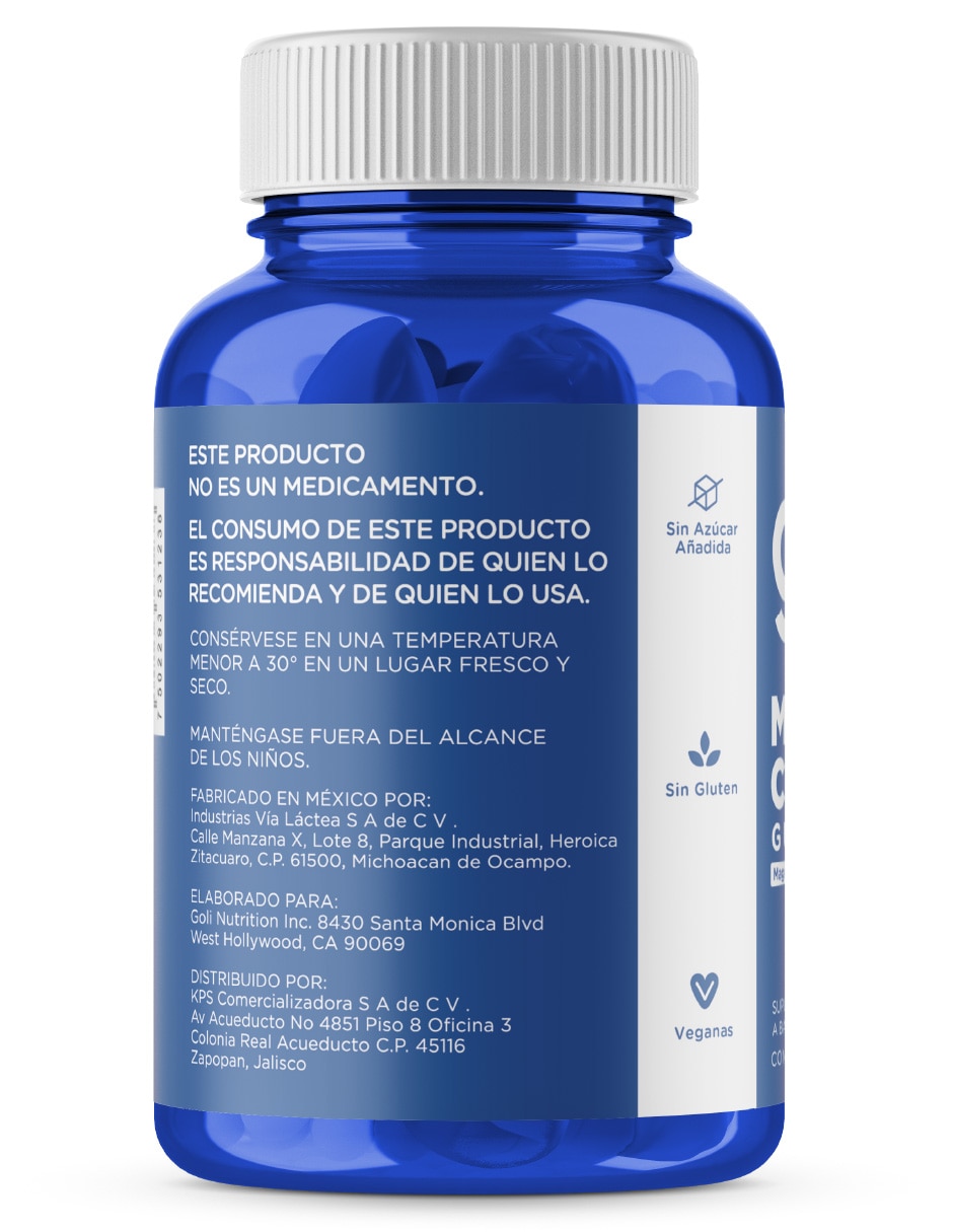 Suplementos alimenticios gomitas de magnesio goli con citrato de magnesio sabor original de