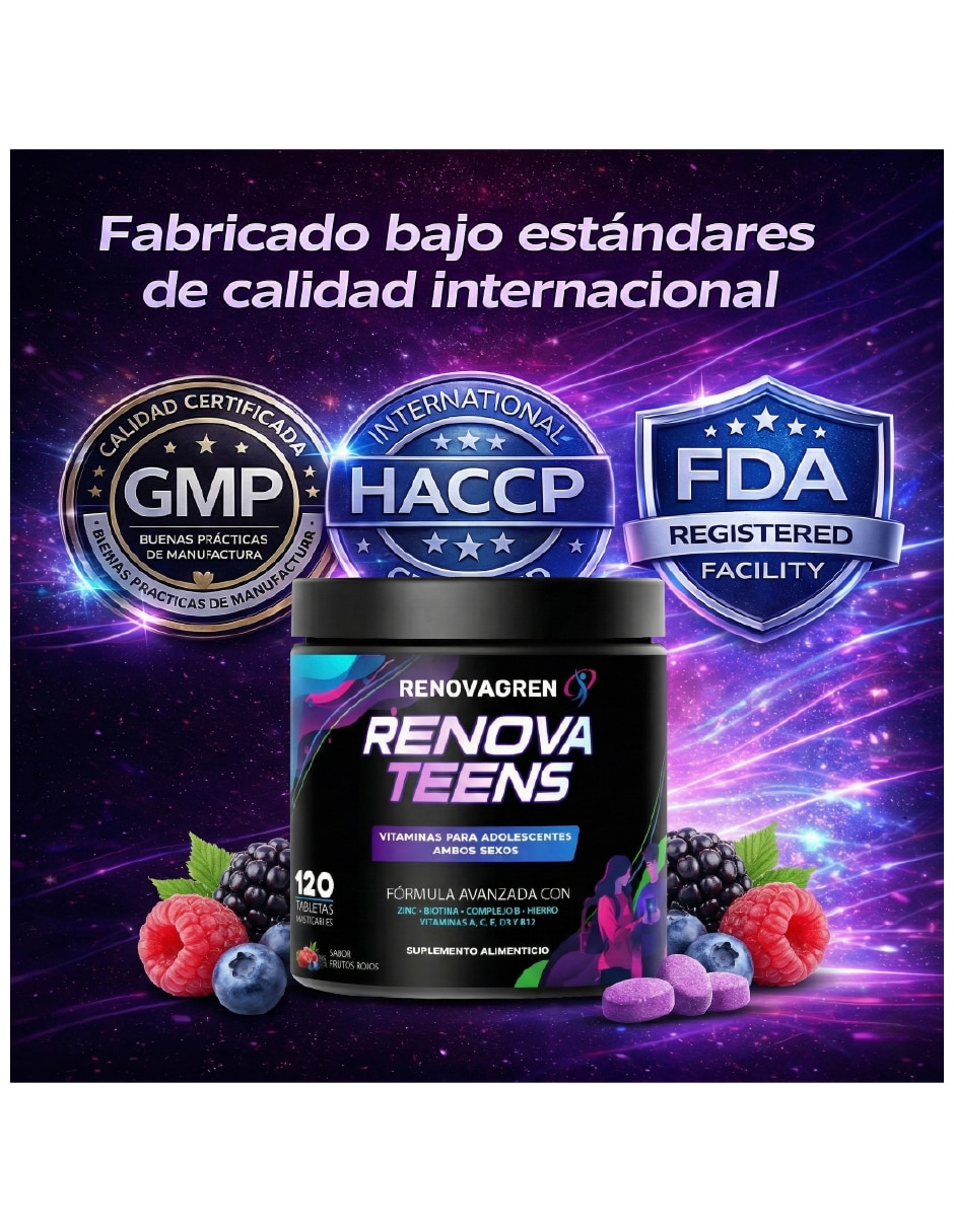 Vitaminas Adolescentes 12-18 años Enfoque Energía 120 tabletas masticables Frutos Rojos con Multivitamínico y Antioxidante sabor Frutos rojos de 120 tabletas 4