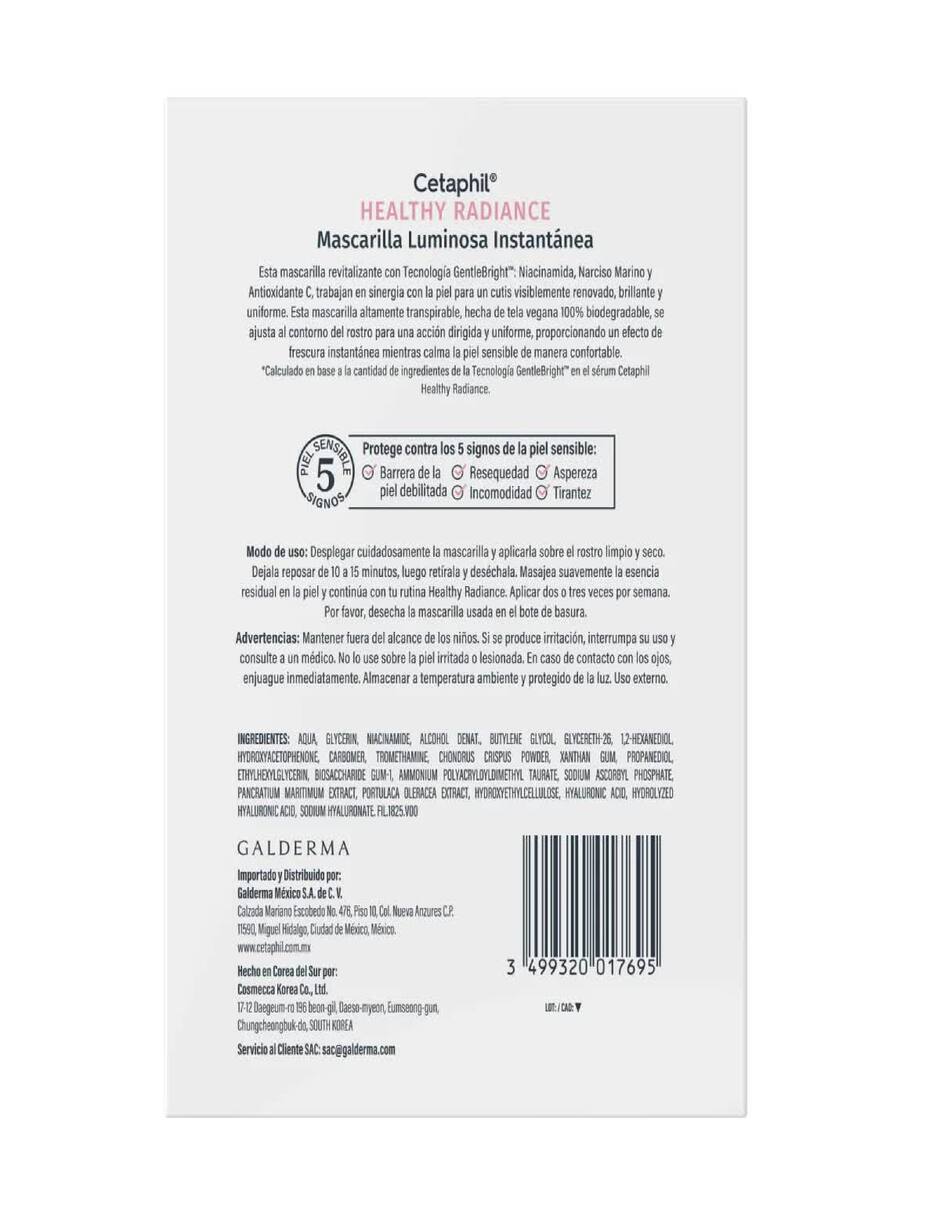 Mascarilla facial Healthy Radiance para iluminar 6 piezas
