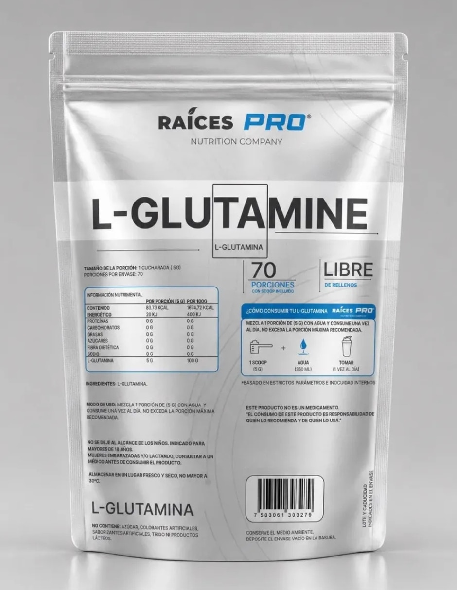 Suplementos alimenticios L-Glutamine 70 servicios