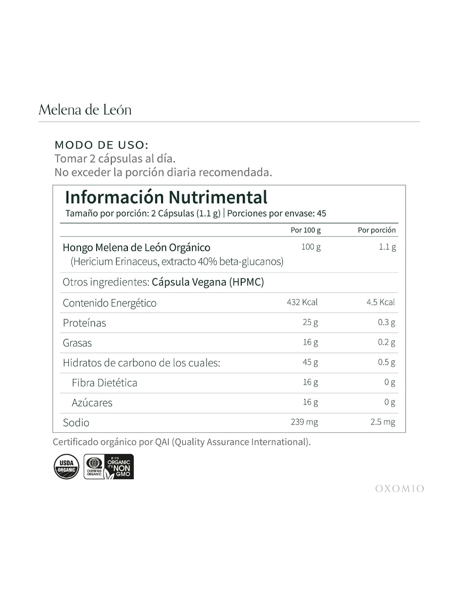 Melena de Leòn con hongo melena de leòn 90 cápsulas 4