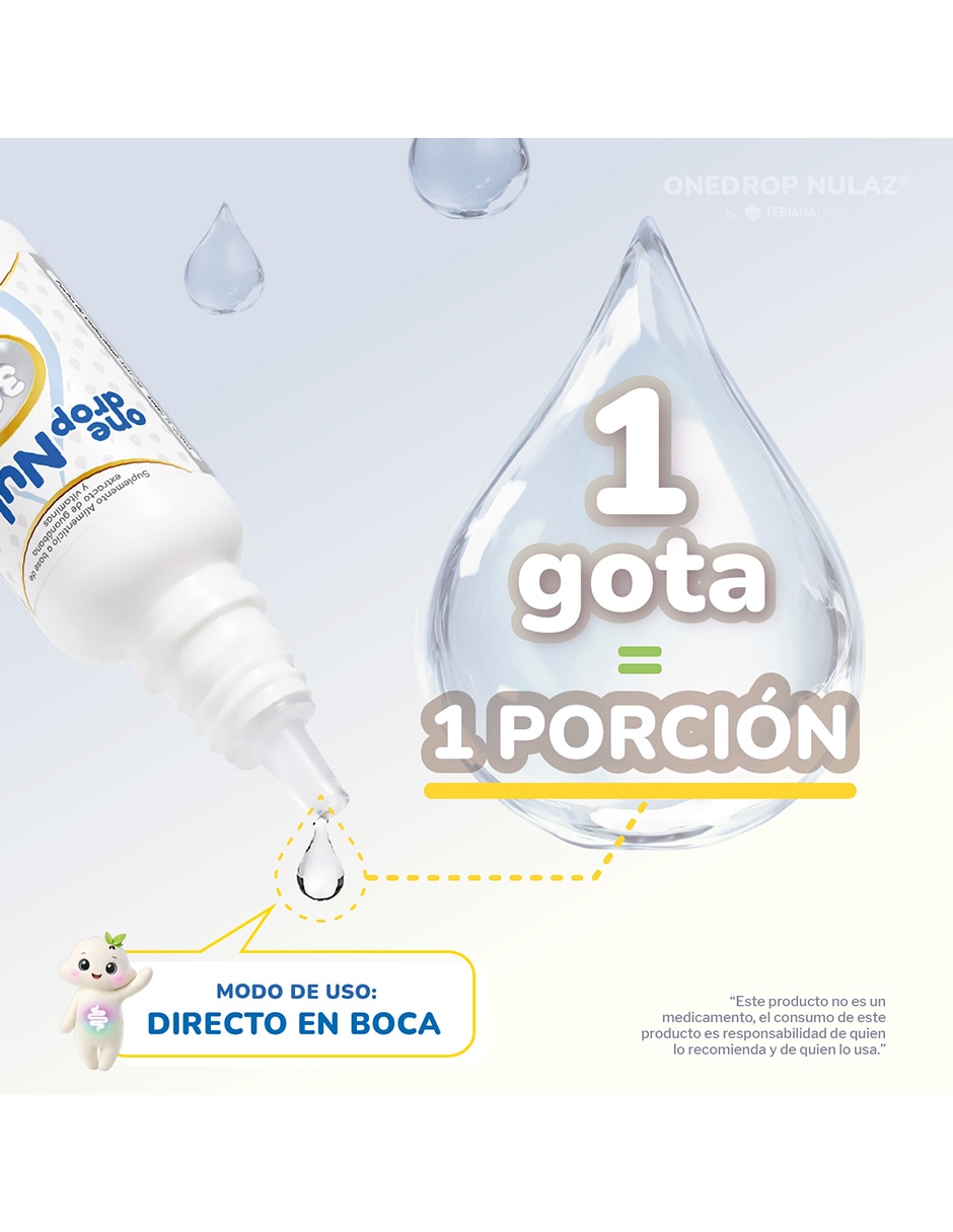 Vitamina Nulez Onedrop con Vitamina C 3 mg enzima lactasa 1000 ALU y extracto de guanábana de 20 ml
