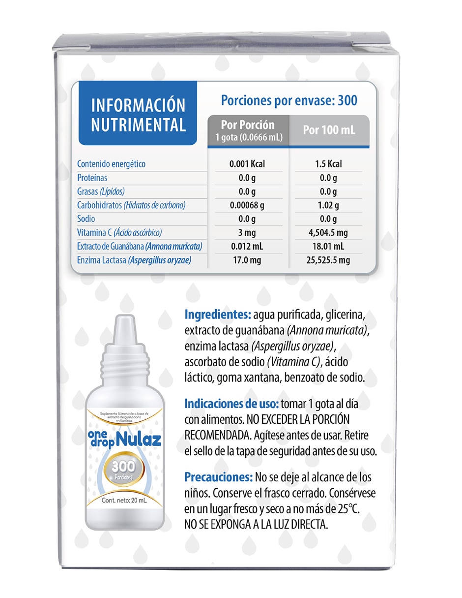 Vitamina Nulaz con Vitamina C 3 mg enzima lactasa 1000 ALU y extracto de guanábana de 20 ml 9