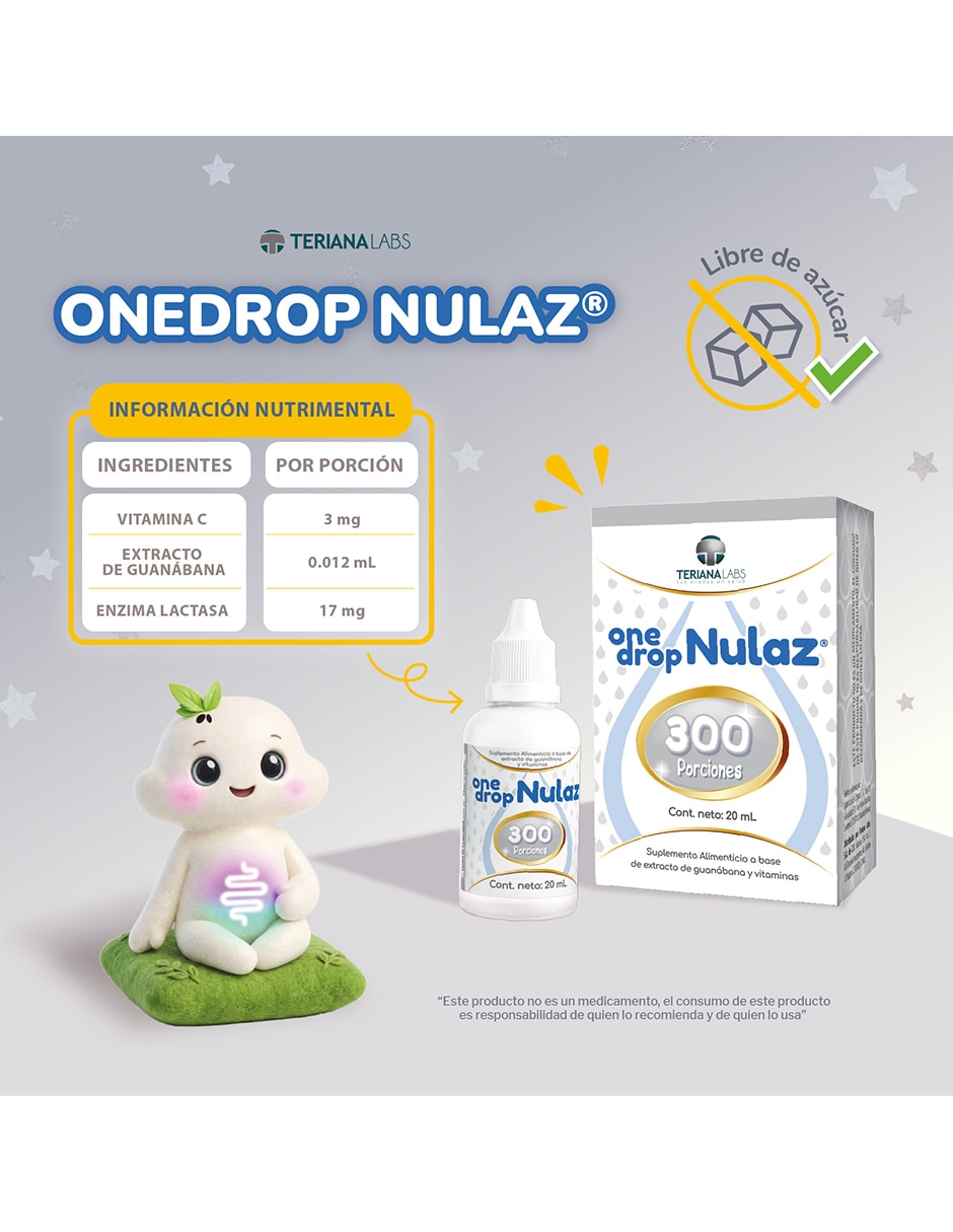 Vitamina Nulaz con Vitamina C 3 mg enzima lactasa 1000 ALU y extracto de guanábana de 20 ml 6