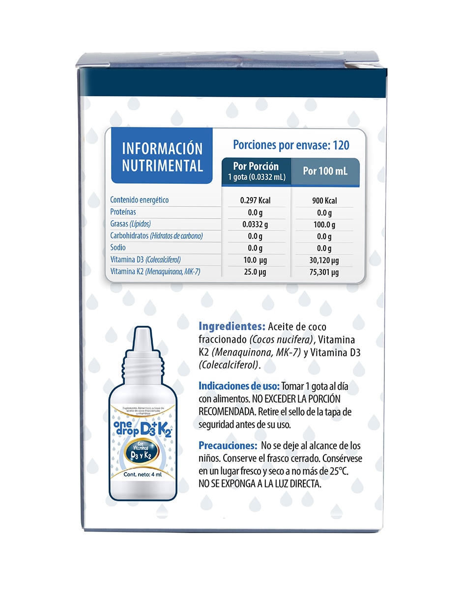 Vitamina D3 + K2 frasco de 4 ml 120 gotas para niños y adultos Onedrop 5