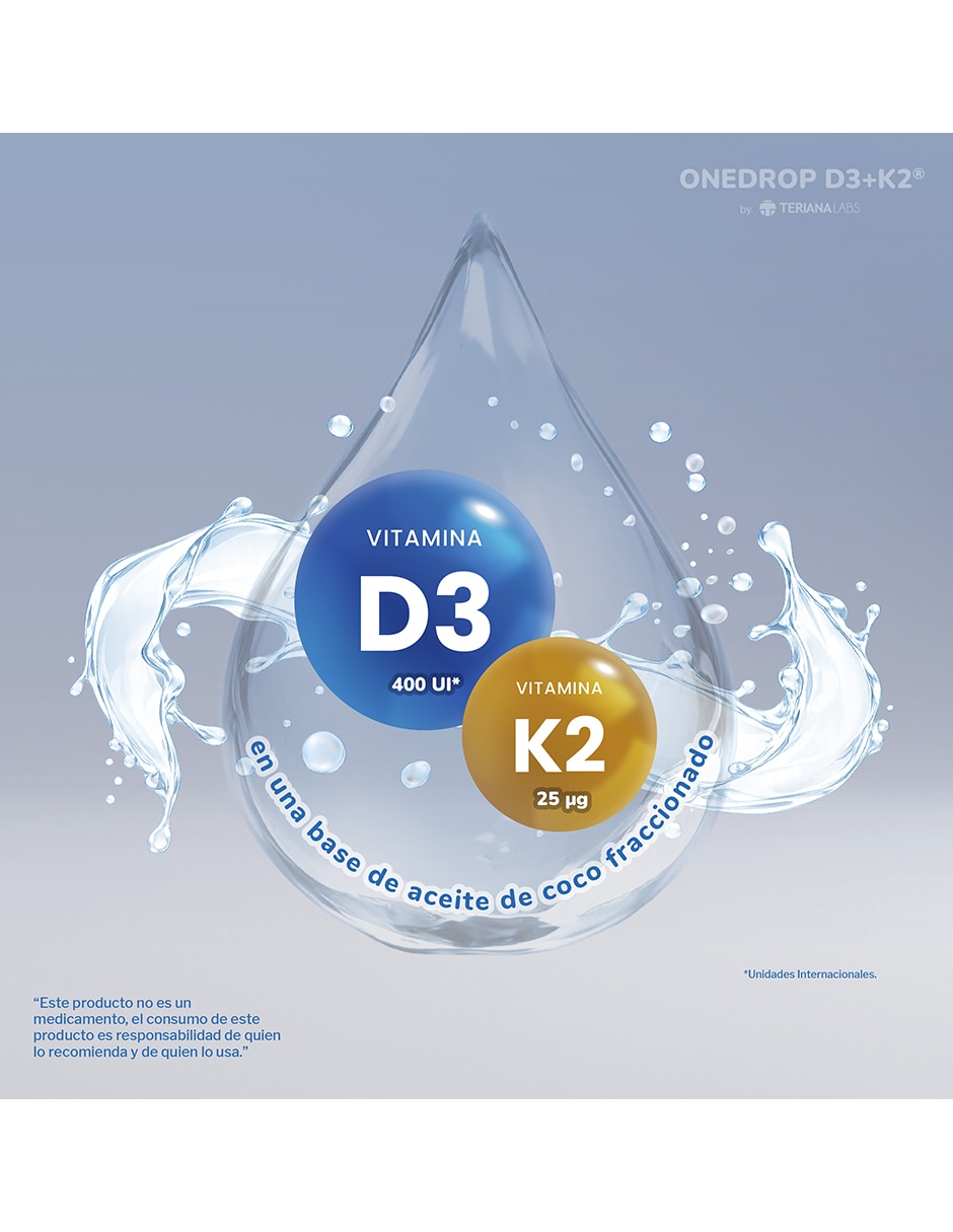 Vitamina D3 + K2 frasco de 4 ml 120 gotas para niños y adultos Onedrop 6