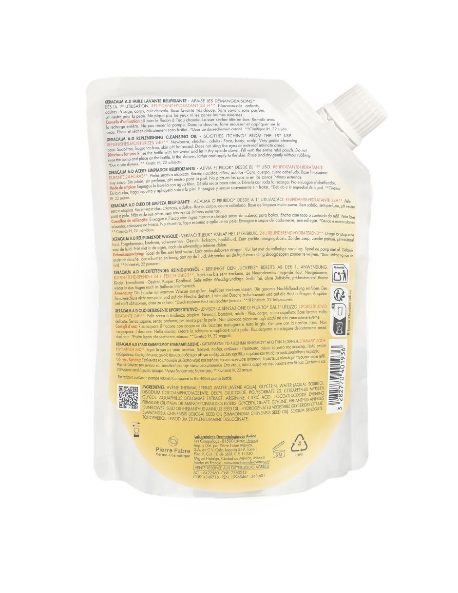 Limpiador facial Dermocosmética corporal Xeracalm ad aceite limpiador relipidizante Avéne refill para Hidratar 3