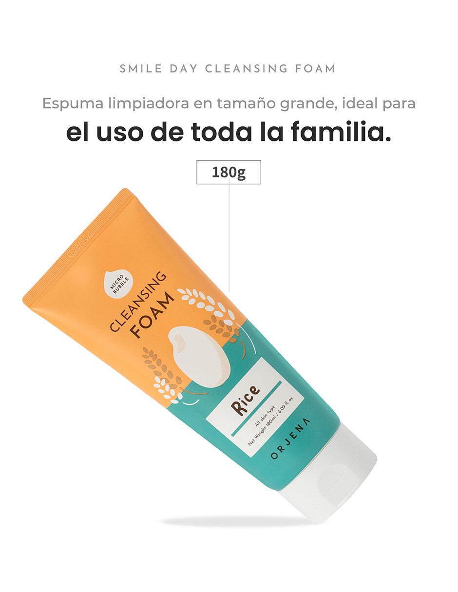 Limpiador facial Smile Day Cleansing Foam Rice espuma suave con extracto de arroz limpiadoras para purificar 6