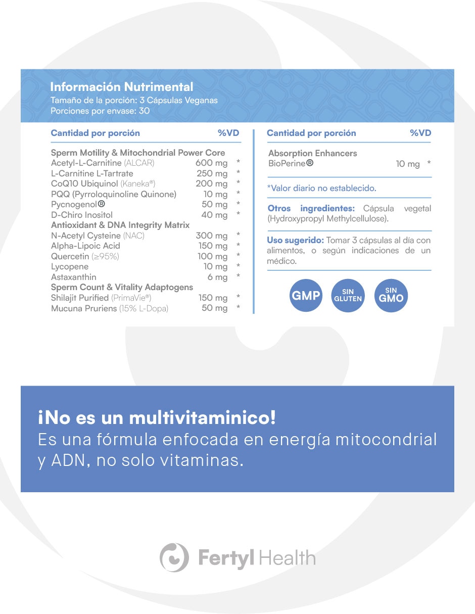 Fertyl Health Sperm Booster Bienestar Masculino con L-Carnitina de 90 Cápsulas 2