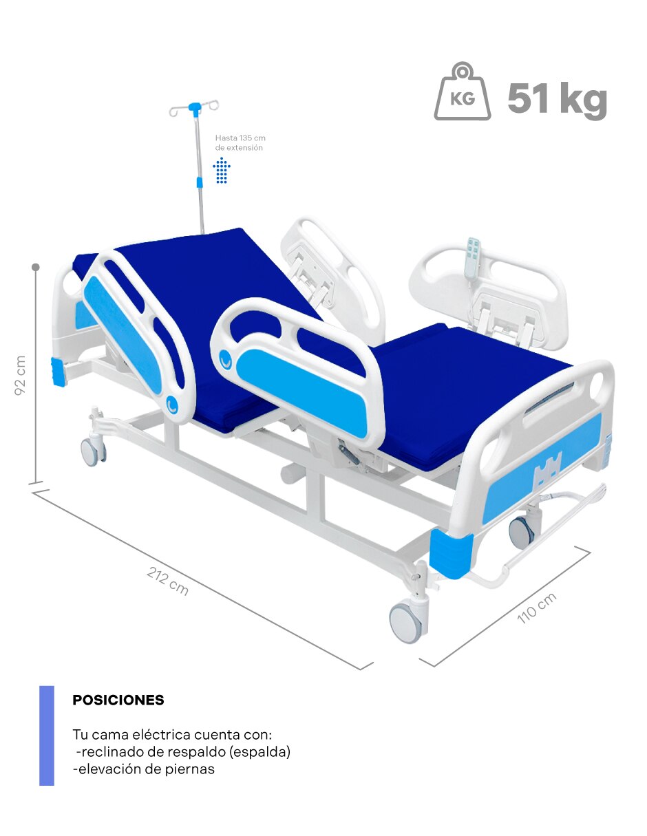 Cama de hospital 250 kg No tiene Multiposiciones 8