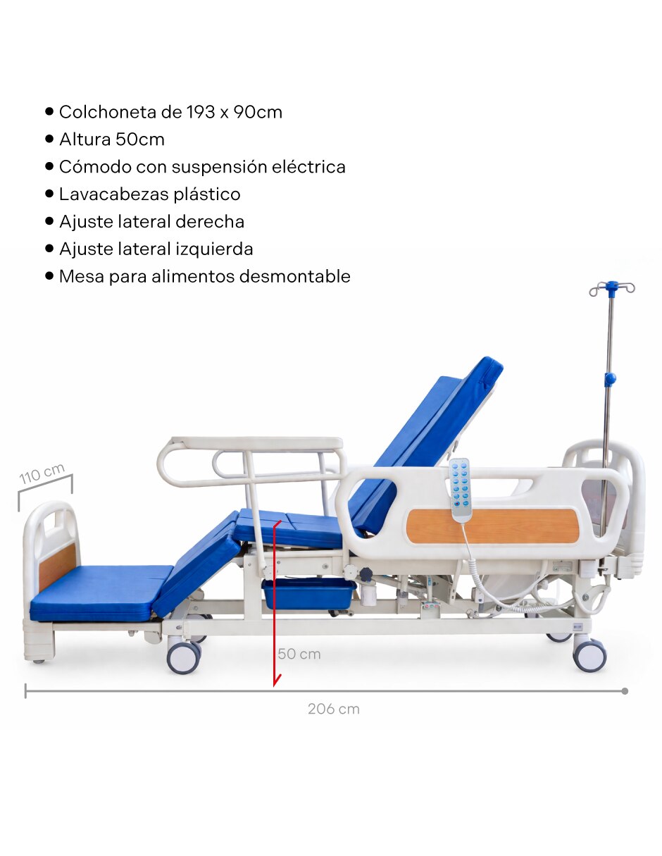 Cama de hospital 250 kg No tiene Multiposiciones 8