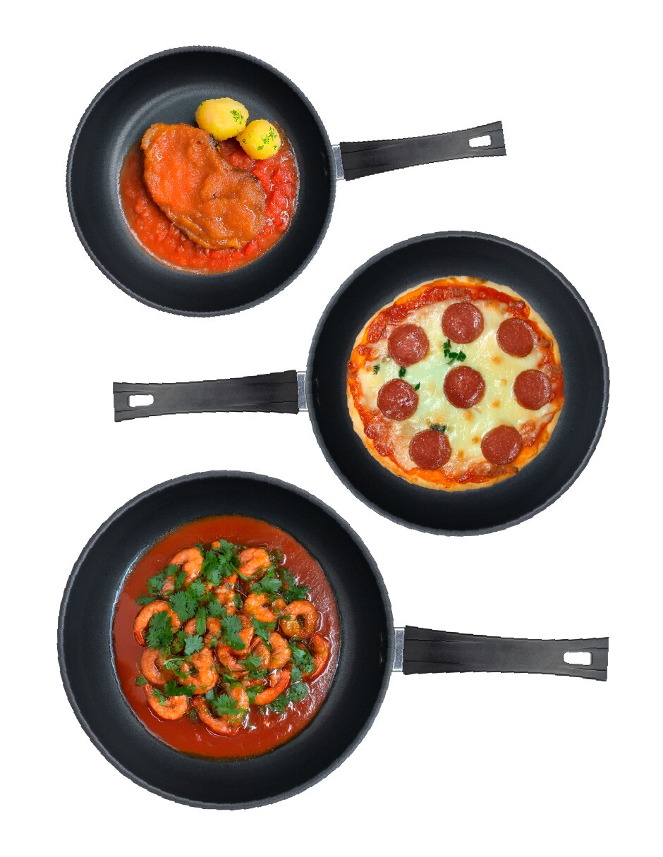 Set de sartenes de acero inoxidable 3 piezas