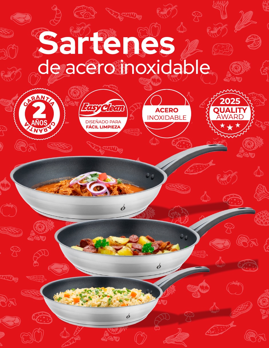 Set de sartenes de acero inoxidable 3 piezas