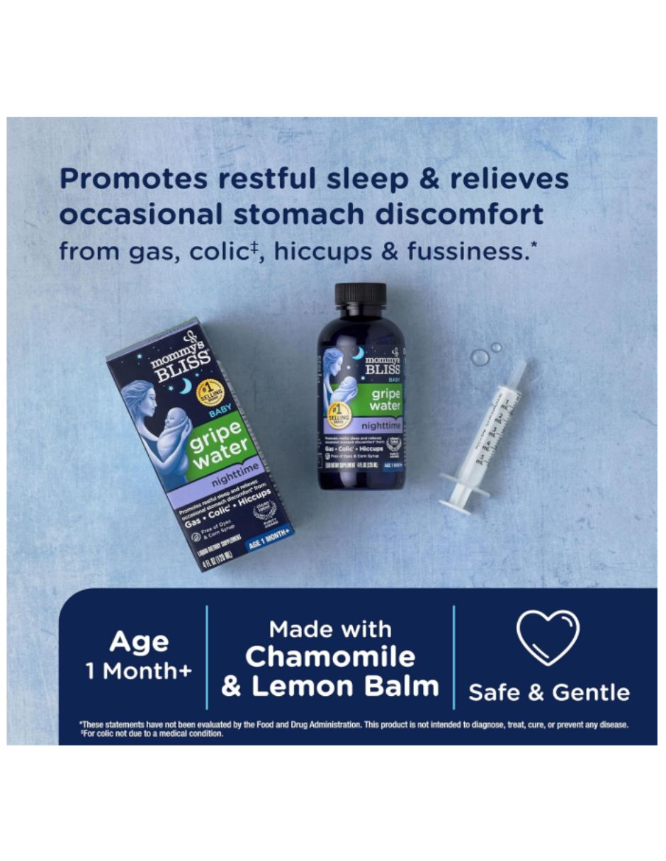 Gel para malestar estomacal Mommy's Bliss Gripe Water Night Orgánico 120 ml 2