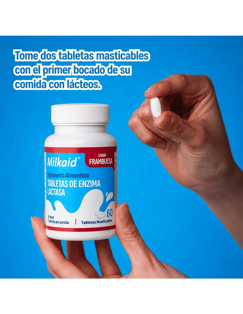 2 Pack tabletas de Enzima Lactasa sabor Uva y tabletas de Enzima Lactasa sabor frambuesa 3