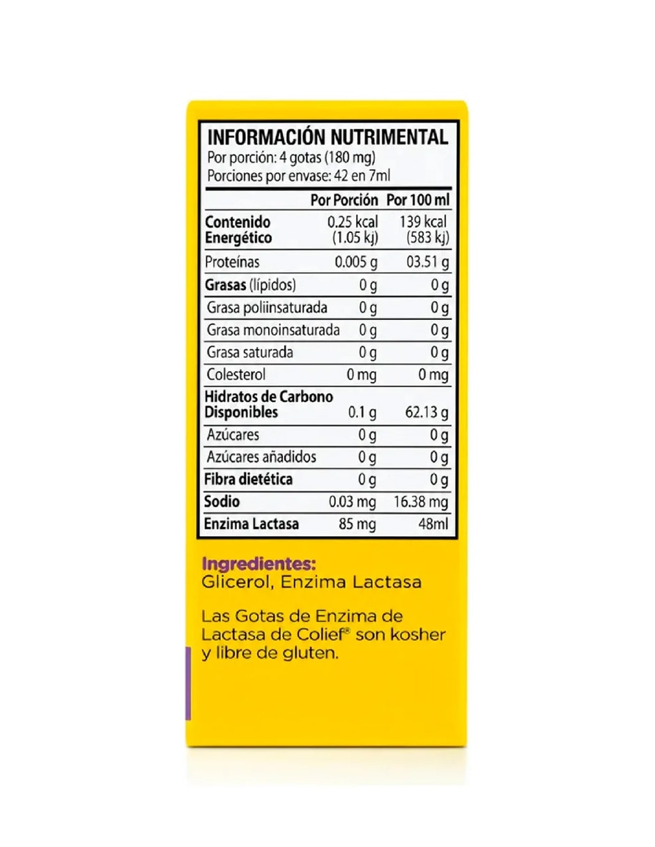 Gotas de Enzima Lactasa 7 ml suplemento alimenticio 5