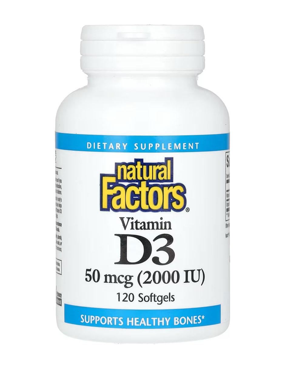 Vitamina D3 50 mcg 2000 UI de 120 cápsulas