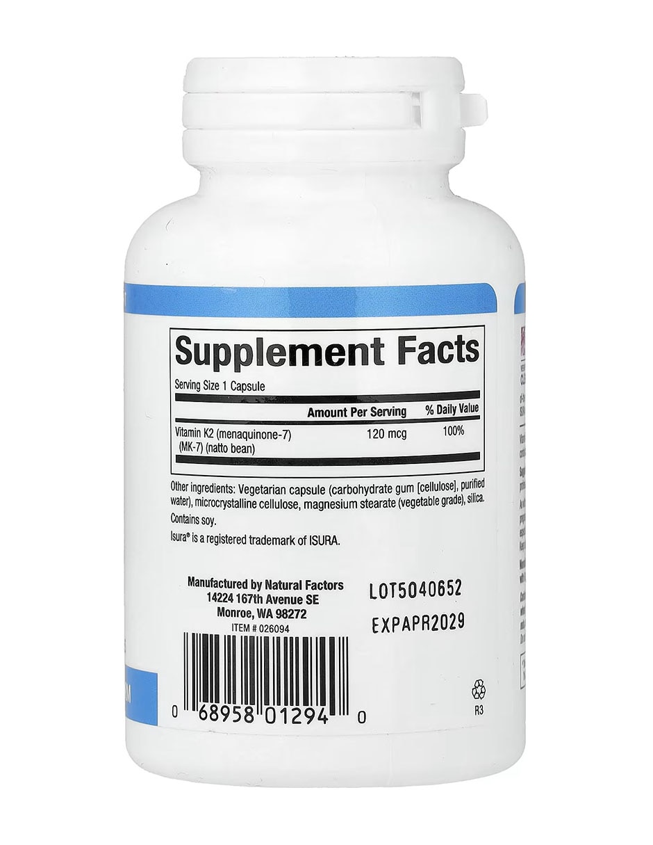 Vitamina K2 120 mcg de 60 cápsulas 2