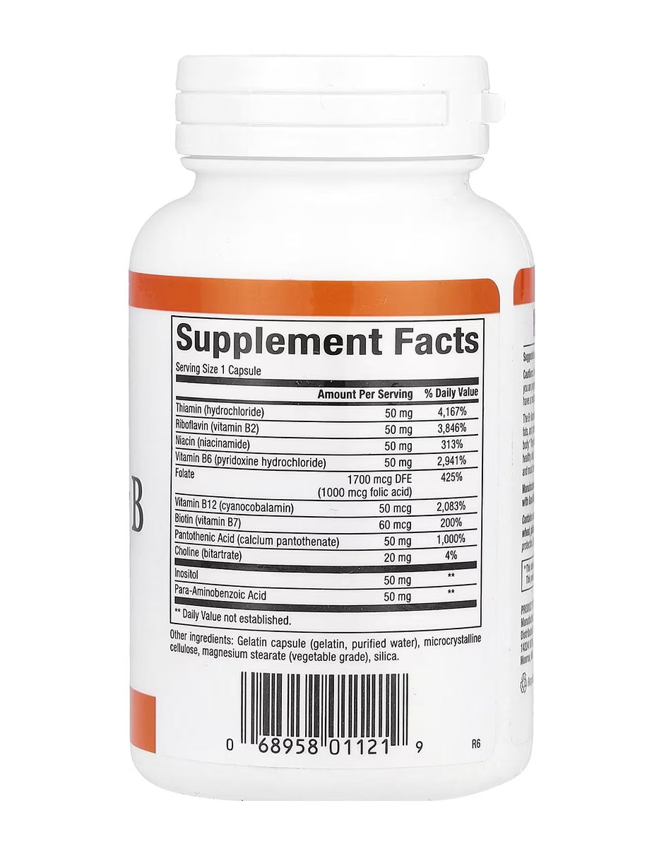 Complejo de vitaminas B de alta potencia con vitaminas y minerales de 90 cápsulas