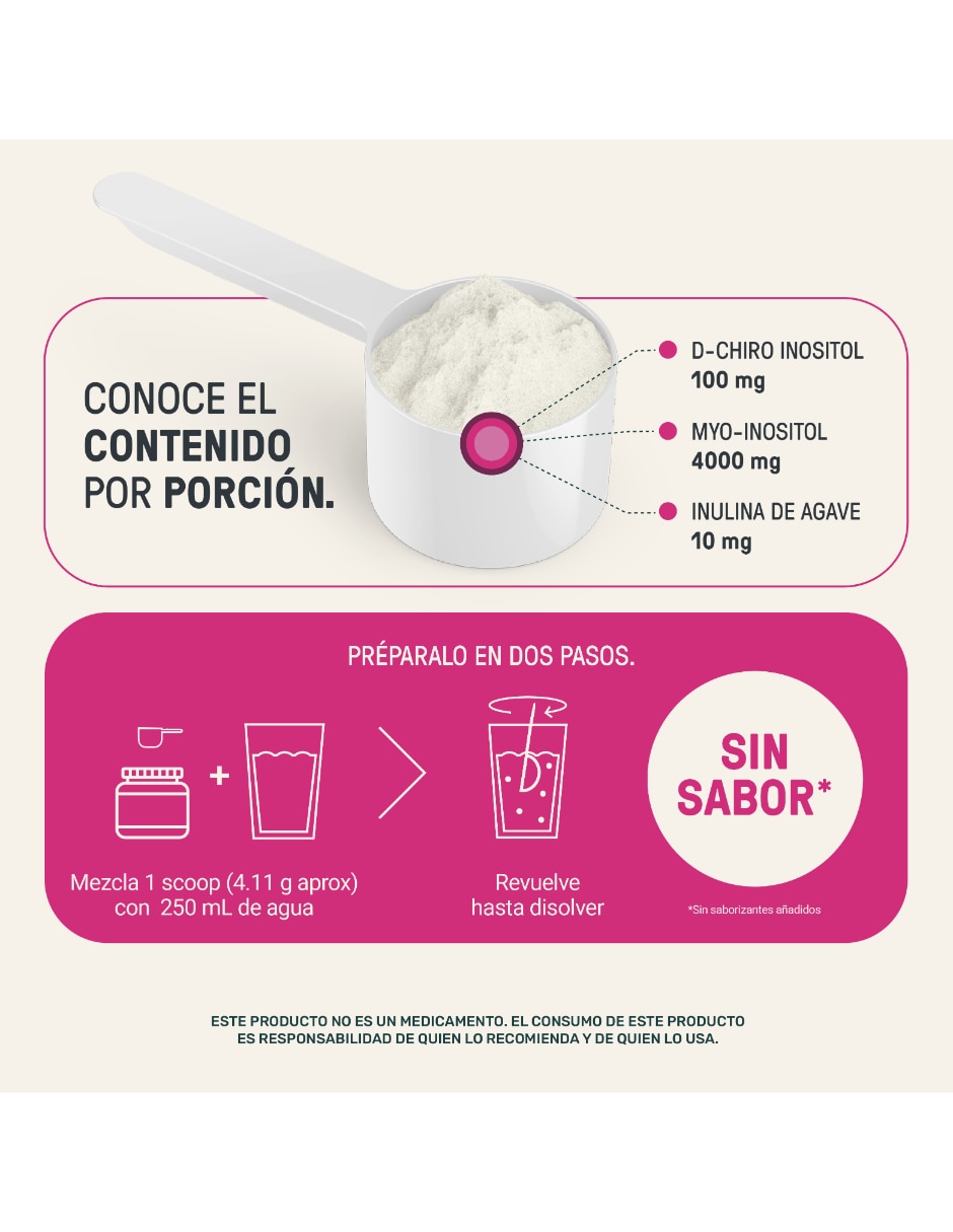 Myo & D-Chiro Inositol en Polvo 30 Porciones Ratio 40:1 LIFE 360+ con D-Chiro Inositol sabor Sin sabor de 5