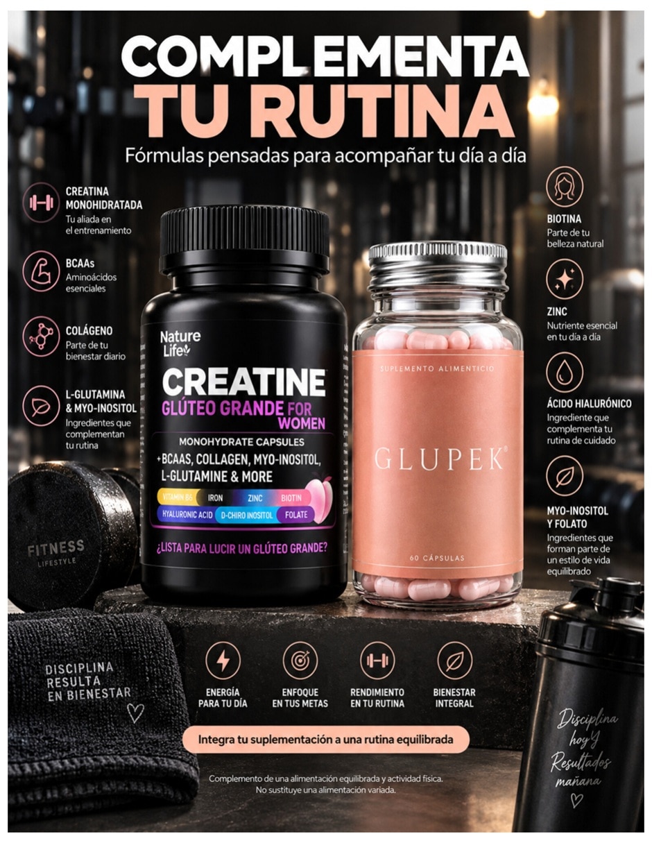 Creatina + Gluteo Peptonas con multivitaminico 3