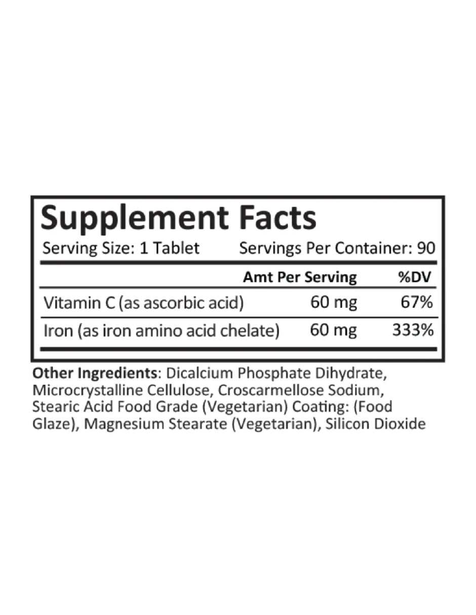 Hierro 60 mg Bienestar Nutricional 90 Tabletas 4