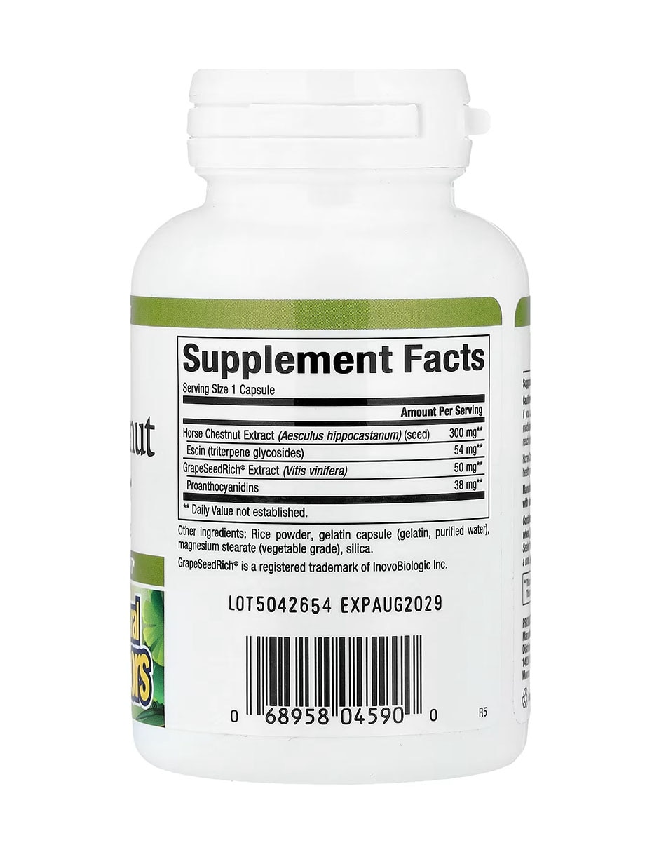 HerbalFactors Castaño de Indias con GrapeSeedRich 350 mg con castaño de indias de 60 cápsulas 2