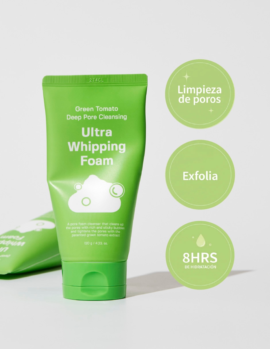 Limpiador exfoliante green tomato deep pore cleansing ultra whipping foam para piel