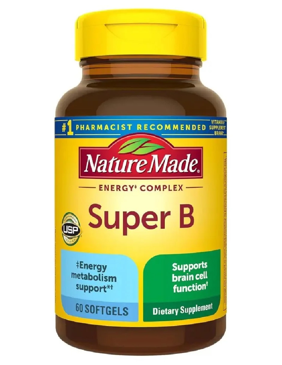 Super B Complejo B Bienestar Diario Softgels NATURE MADE con Vitamina B6 de 60 cápsulas
