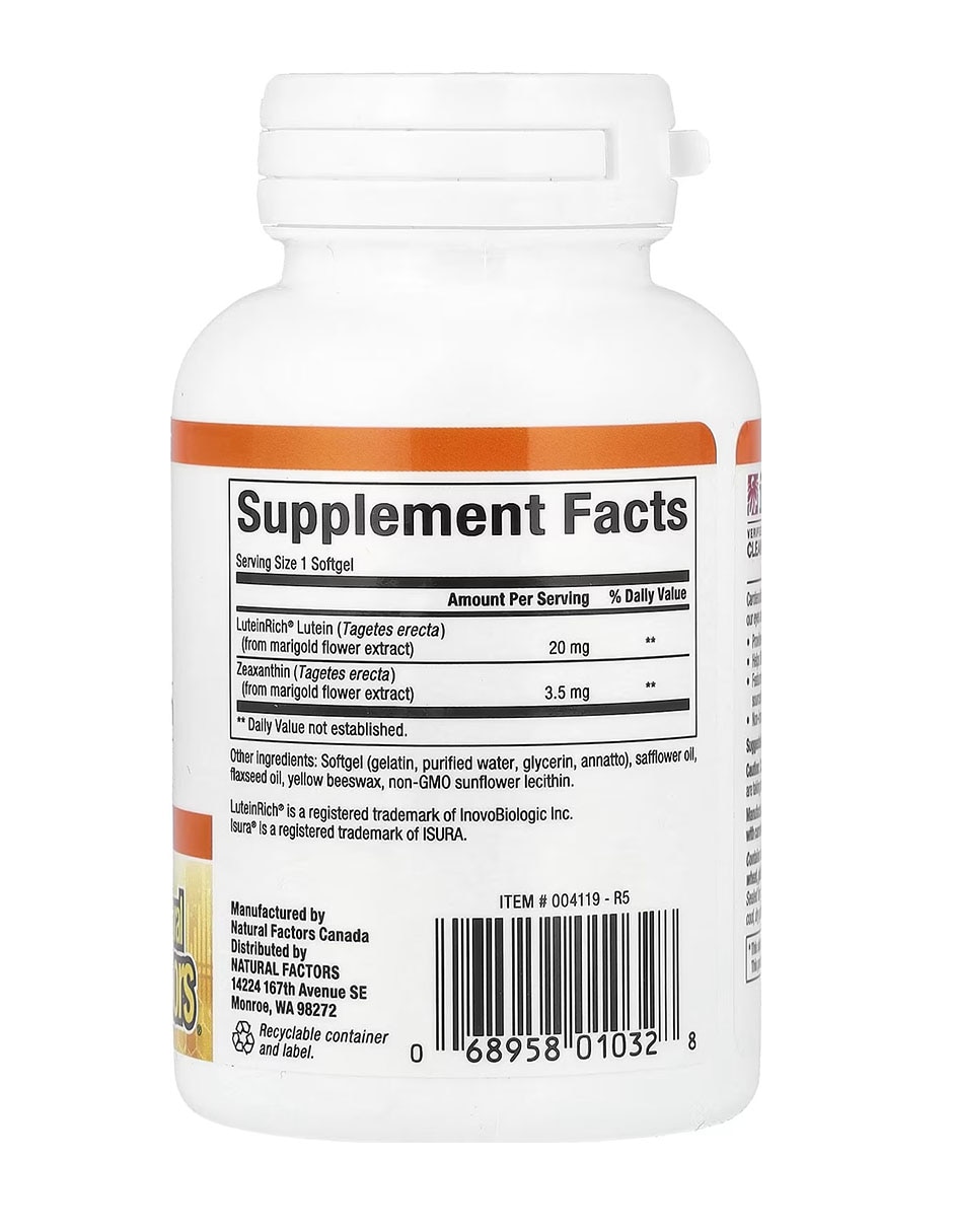 Luteína 20 mg con luteina de 60 cápsulas 2