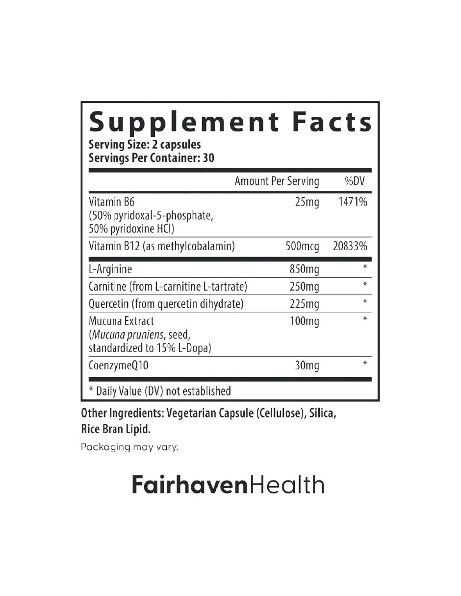 MotilityBoost Bienestar Masculino FAIRHAVEN HEALTH con Vitamina B6 de 60 cápsulas 6
