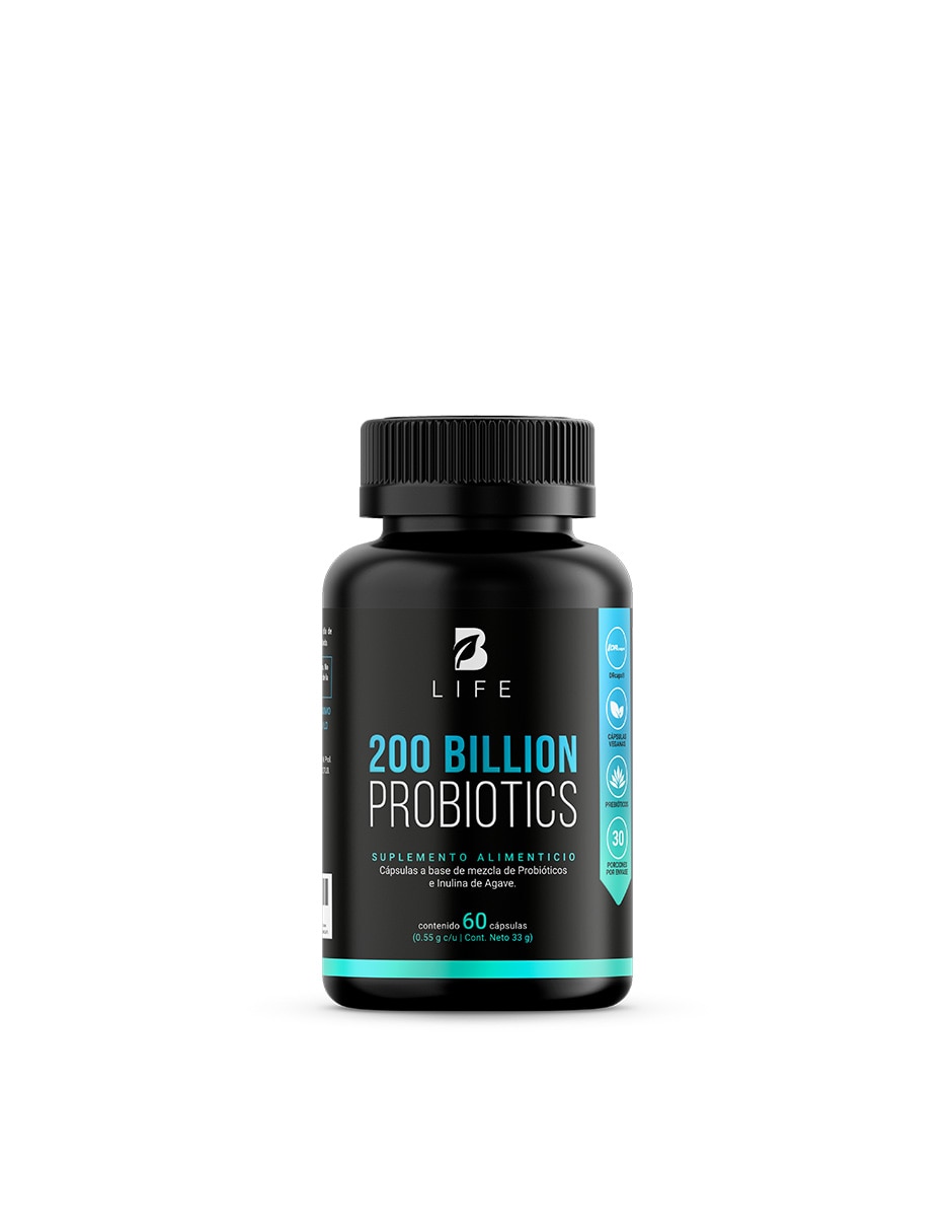 200 Billion Probiotics con 200 Billones de probióticos e Inulina de agave de B LIFE con probióticos 120 cápsulas