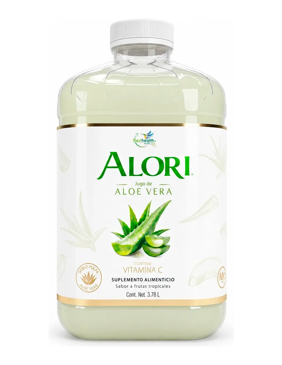 Alori jugo de aloe vera natural doble pulpa sábila 3.78 l