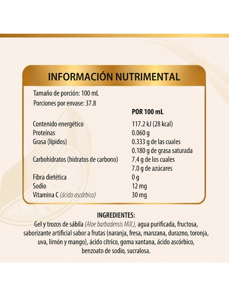 Alori jugo de aloe vera natural doble pulpa sábila 3.78 l 3