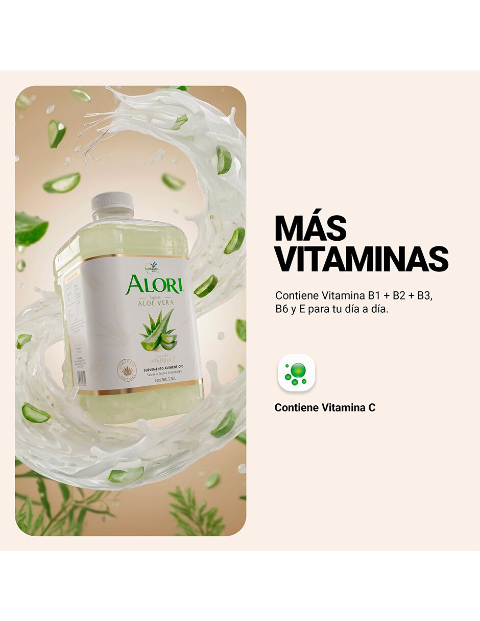 Alori jugo de aloe vera natural doble pulpa sábila 3.78 l 4