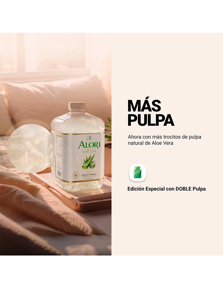 Alori jugo de aloe vera natural doble pulpa sábila 3.78 l 5