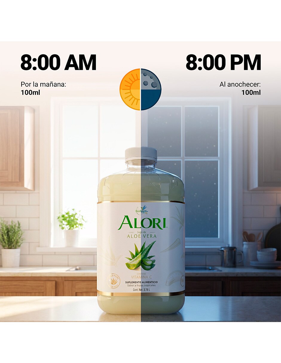 Alori jugo de aloe vera natural doble pulpa sábila 3.78 l 6