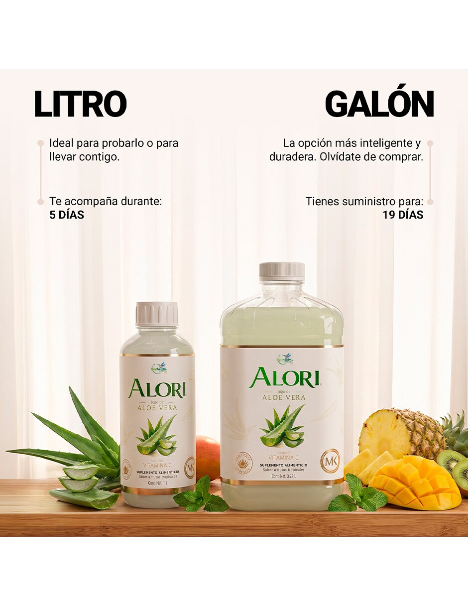 Alori jugo de aloe vera natural doble pulpa sábila 3.78 l 7