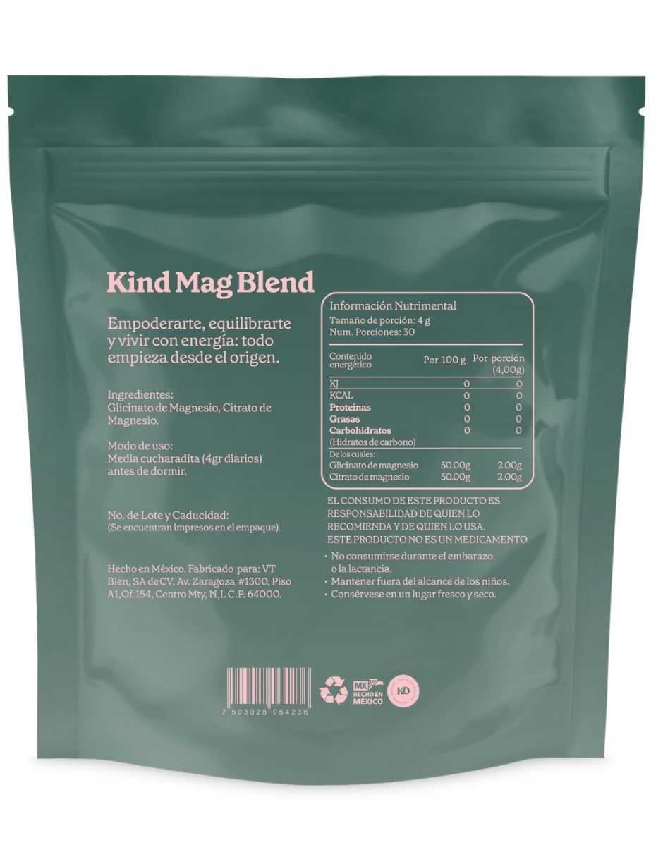 Magnesio Blend con glicinato de magnesio citrato de magnesio de 120 G 2