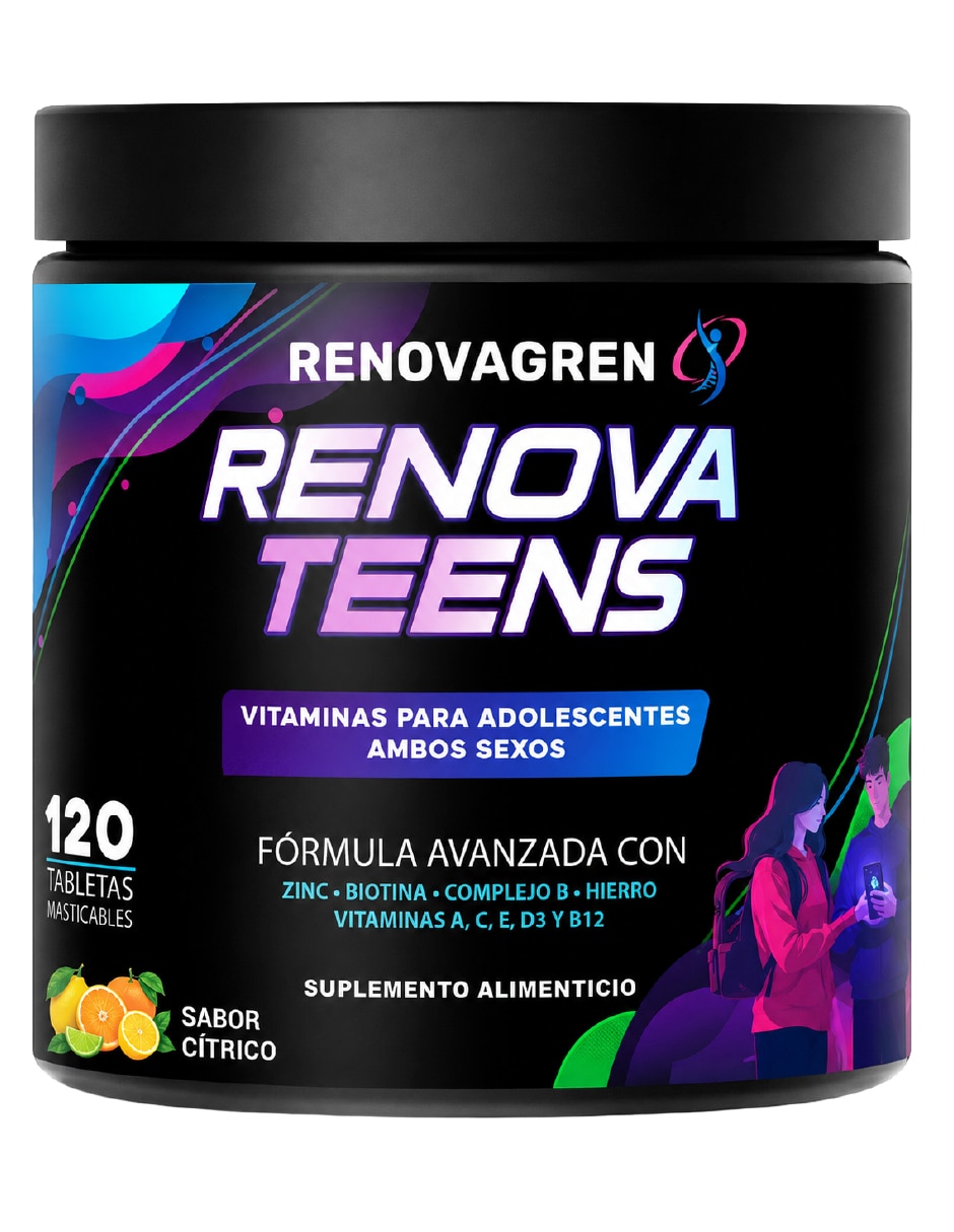 Vitaminas Adolescente Enfoque Energía con multivitamínico y antioxidante sabor cítrico de 120 tabletas