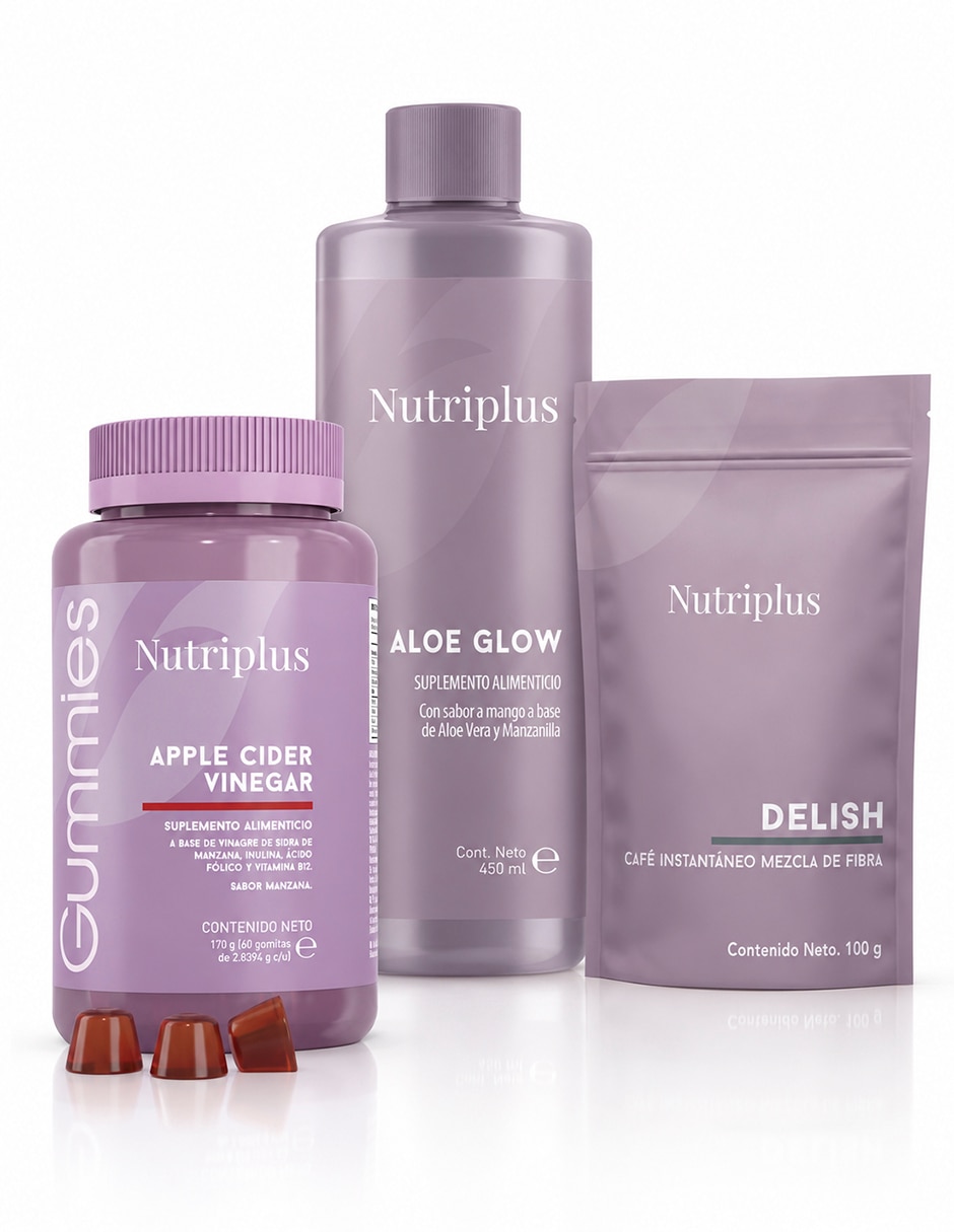 Kit Bienestar nutriplus aloe glow y apple cider gummies con aloe vera Kit Bienestar nutriplus aloe glow y apple cider gummies con aloe vera