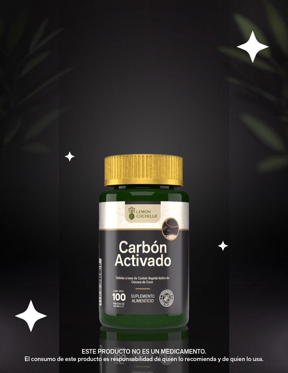 Carbón Activado Vegetal 100 tabletas LEMON COCHELLA con Carbón activado sabor Sin sabor de 4