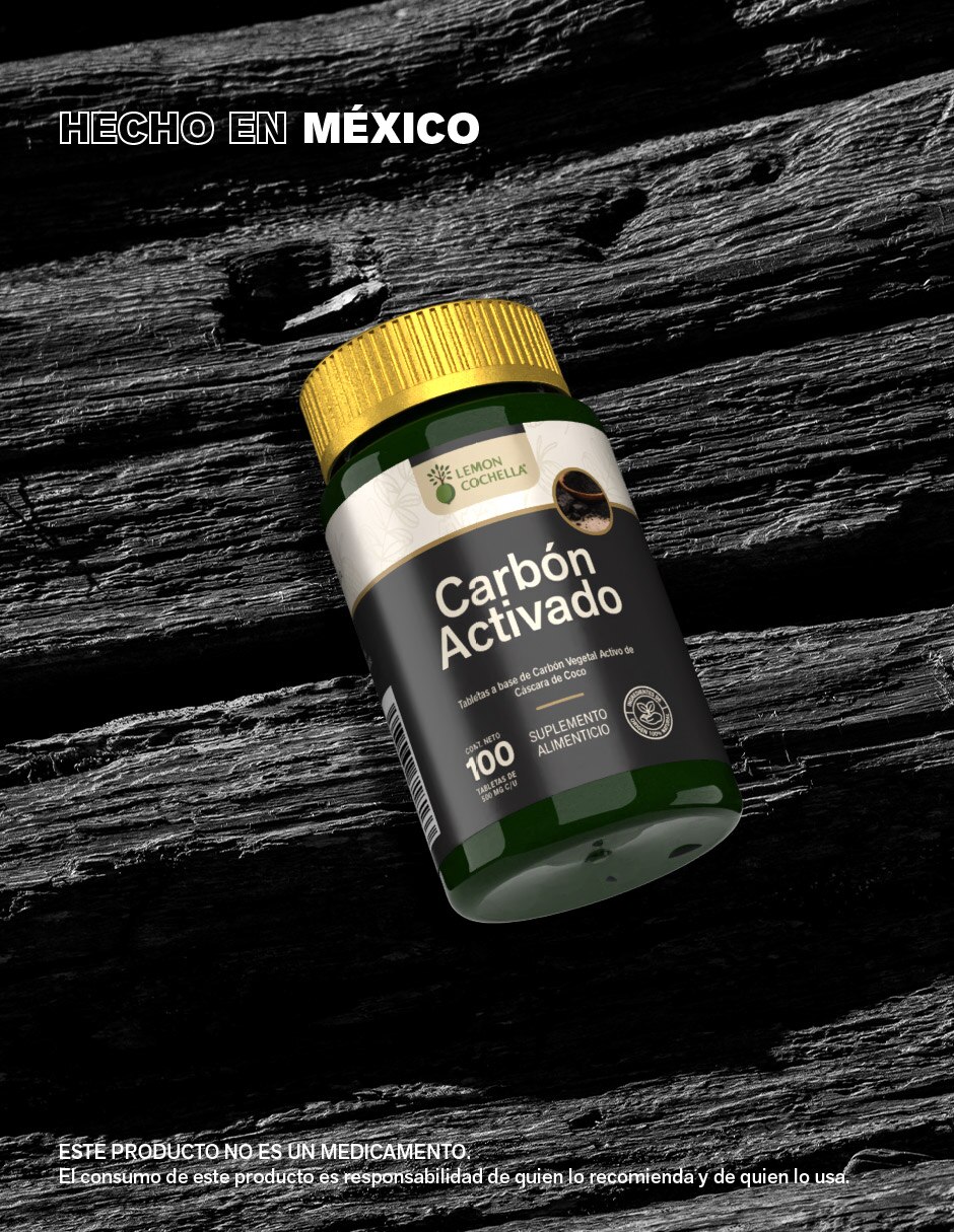 Carbón Activado Vegetal 100 tabletas LEMON COCHELLA con Carbón activado sabor Sin sabor de 9