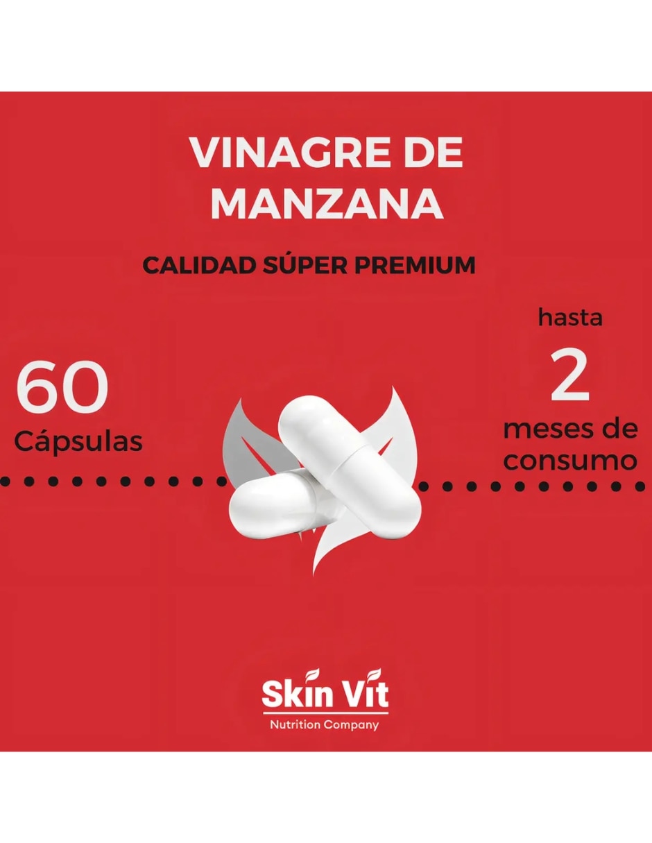 Vinagre De Manzana VitSkn 60 Cápsulas con Vinagre de Manzana sabor Sin sabor de 3