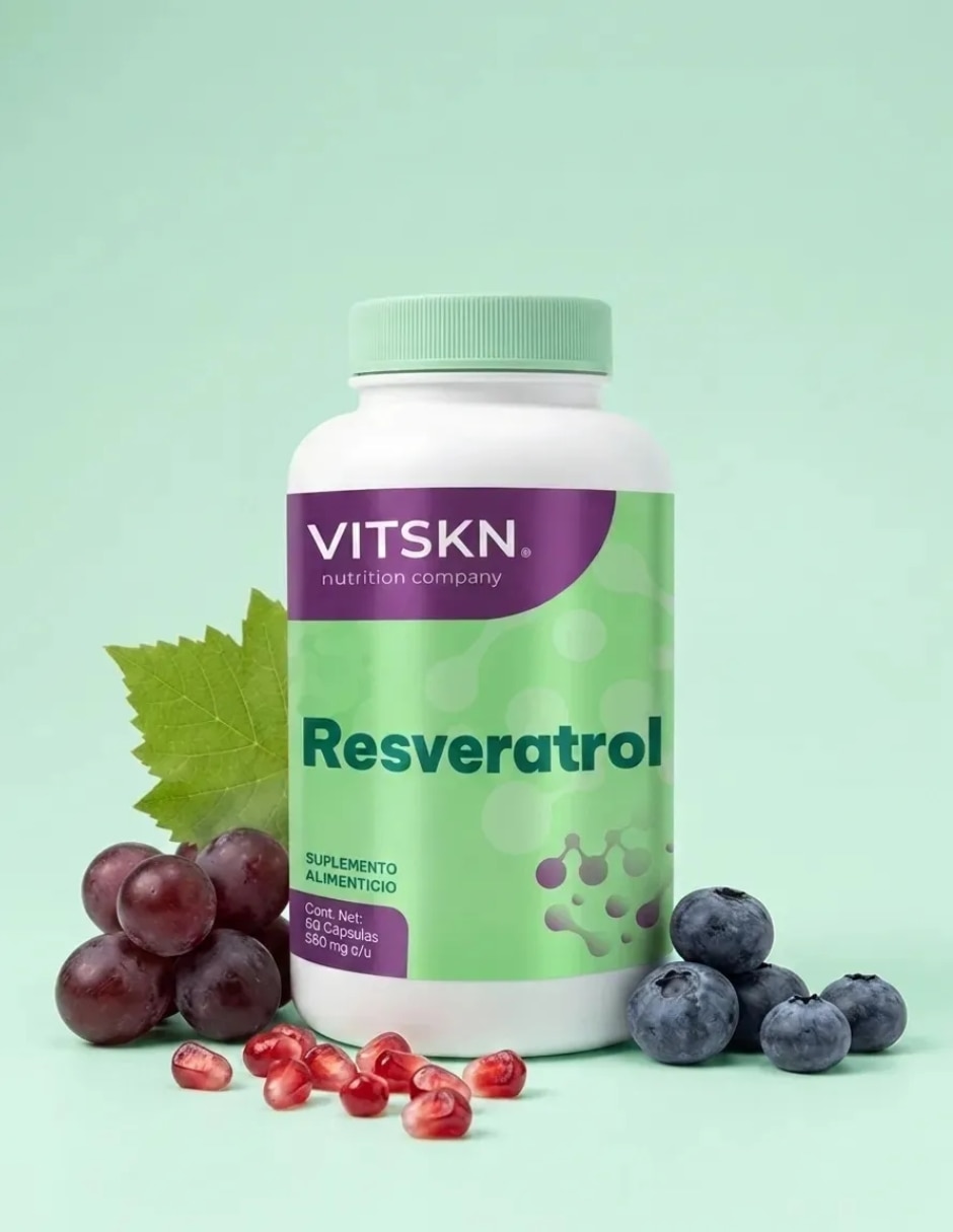 Resveratrol 60 Cápsulas VitSkn 550mg con Resveratrol sabor Sin sabor de 3